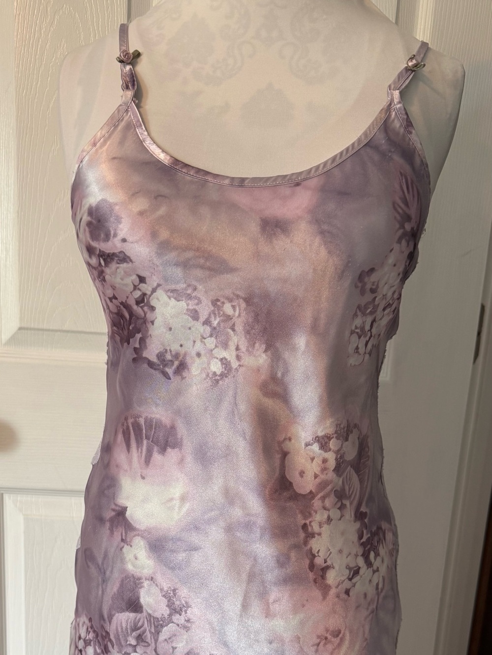 3 piece Lilac Floral Satin Slip Dress Nightie with jacket and bra